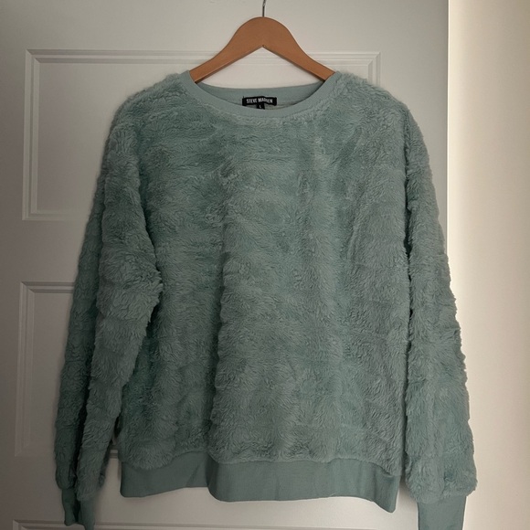 Steve Madden Green Crew Neck Sweater Soft Plush Texture - Picture 1 of 7